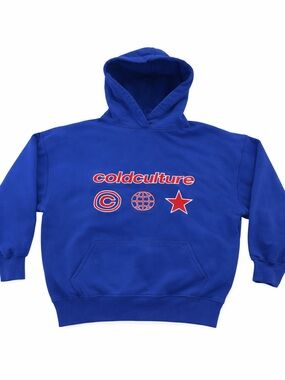 Cold Culture Royal Blue Embroidered Hoodie XS Streetwear Graphic